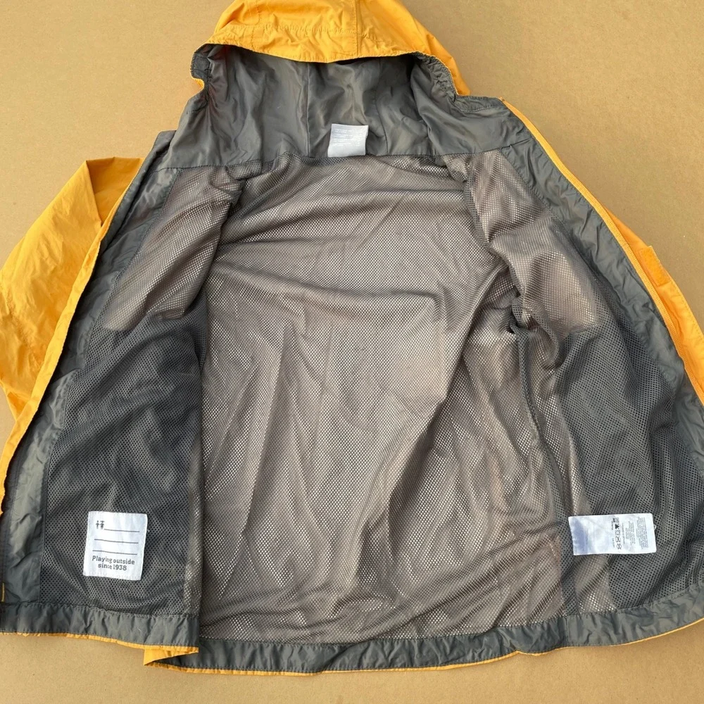 Columbia Rain Jacket Kids S (8) Yellow Hiking Outdoor Omni-Tech Windbreaker